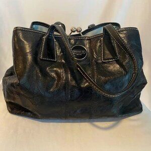 black leather Coach purse